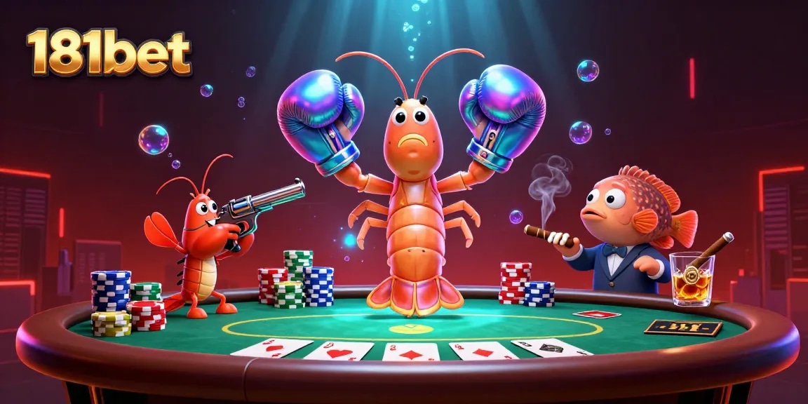 Experience thrilling poker action with 181bet as mantis shrimp heroes compete at the table.