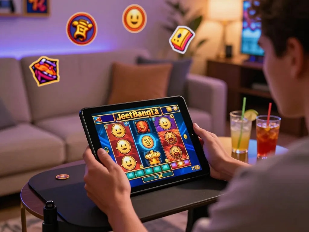Exciting JeetBangla slot game experience with player engaged in vibrant gaming atmosphere.