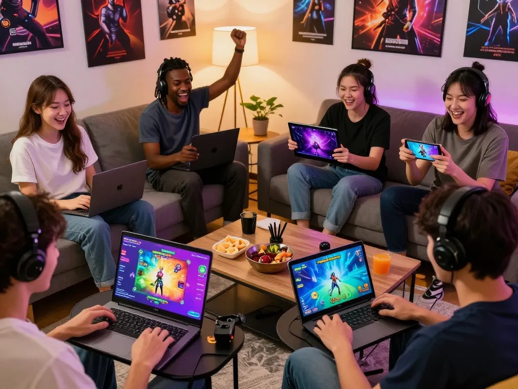 Exciting game sex scene with players engaged in multiplayer adult games in a cozy setting.