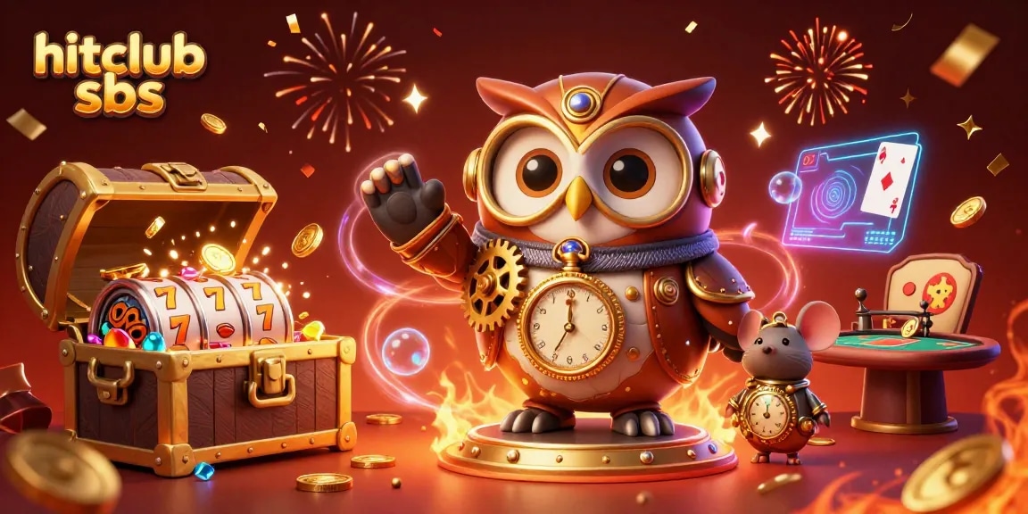 Engage with hitclub sbs as the time-traveling owl and clockwork mouse explore a vibrant casino.