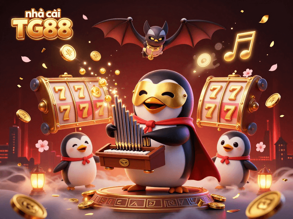 Experience the excitement of nhà cái TG88 with vibrant slot games and dynamic casino elements in a captivating 3D scene.
