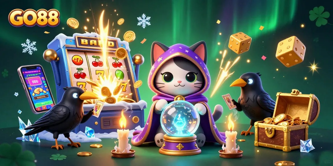Experience GO88 with mystical characters and a vibrant casino atmosphere bursting with winnings.