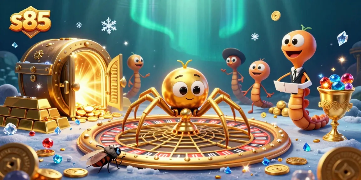 Bet big with s85 at the roulette wheel in a rich casino environment filled with dazzling treasures.