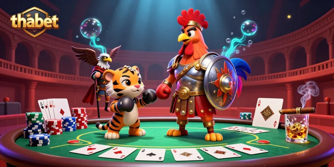 Experience thrilling poker action with thabet in a dynamic colosseum scene highlighted by colorful casino elements.