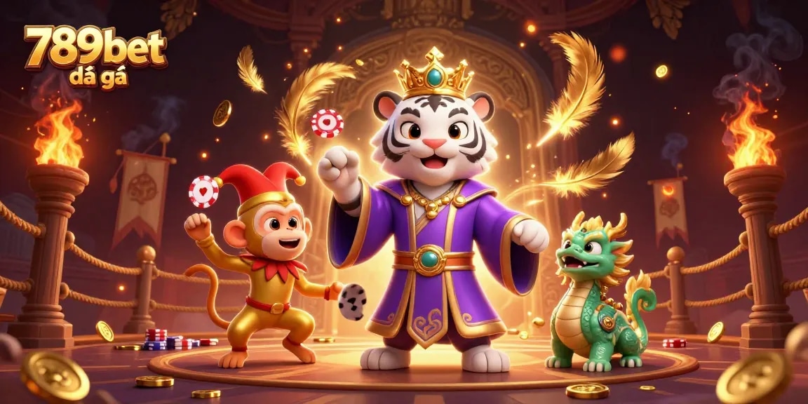Witness the excitement of 789bet đá gà with a vibrant 3D illustration of a fierce fighting arena.