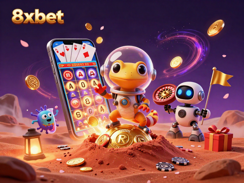Experience thrilling gameplay with 8xbet as a Martian gecko uncovers a golden casino on Mars.