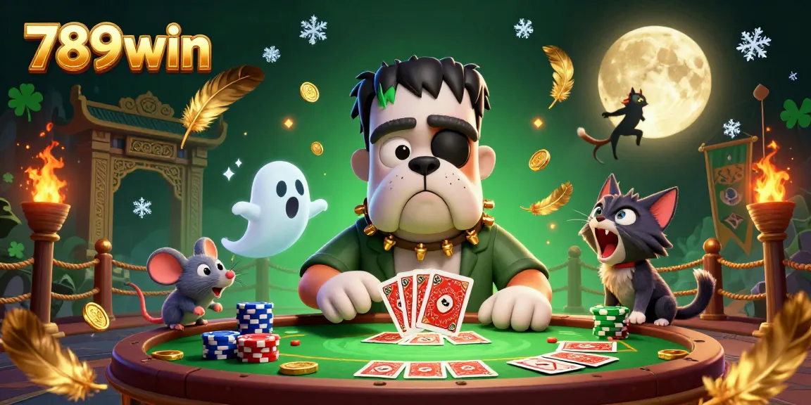 Experience thrilling gameplay at 789win with a lively table scene featuring unique characters and dynamic casino elements.