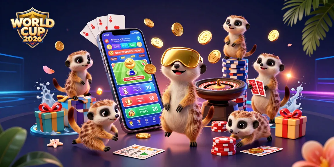 Experience WORLD CUP 2026 with engaging meerkats in a vibrant sports betting scene.