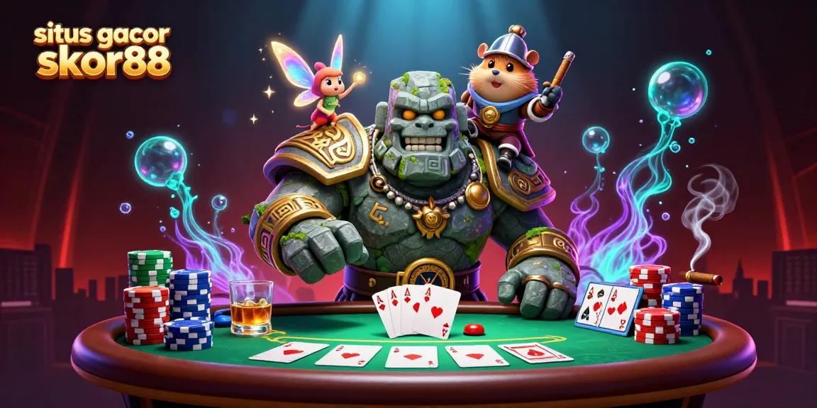 Engage in thrilling action at situs gacor skor88, featuring a 3D golem guardian and magical elements