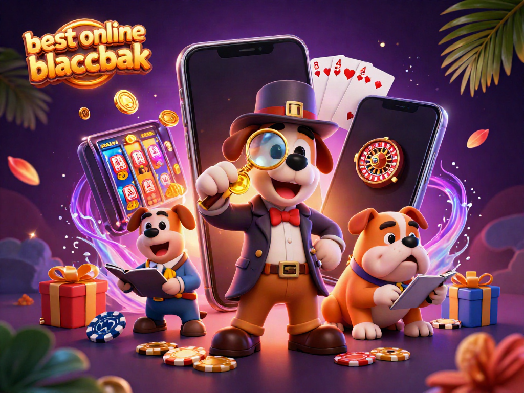 Engage in the best online blackjack action with cartoon detective and buddy uncovering treasure clues.
