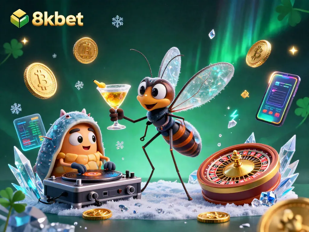 8xbet captivates with its vibrant casino scene featuring a unique mascot and lively digital elements.