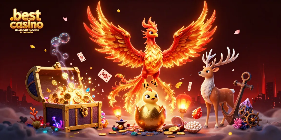 Engage with the best casino no deposit bonuses in Australia through vibrant 3D illustration of fortune and fun.