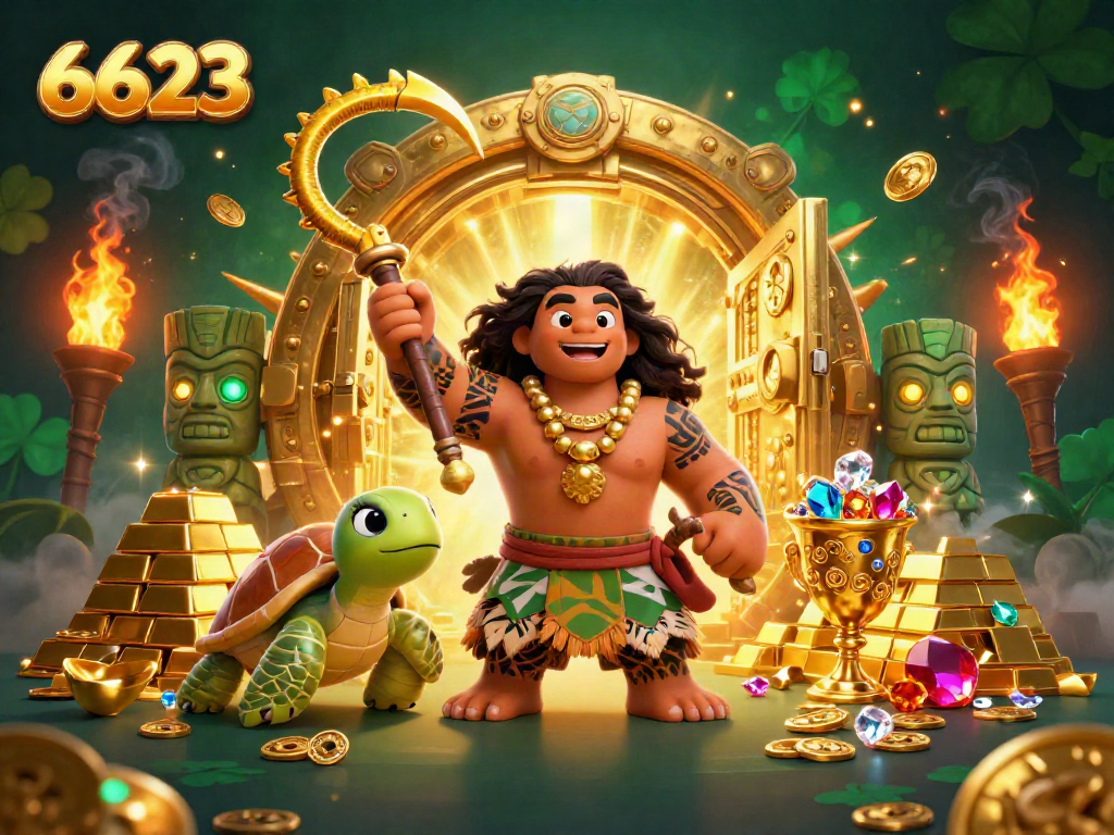 Engage in thrilling gameplay with 6623 as colorful 3D characters explore a treasure-filled casino world.