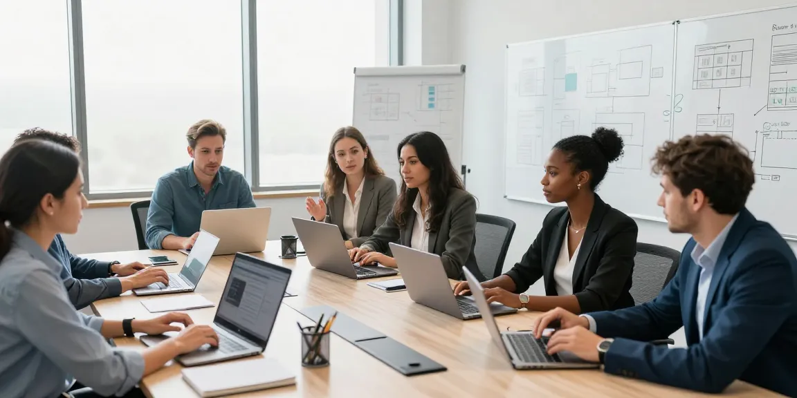 Engaged team discussing effective IT support for businesses in a modern office.