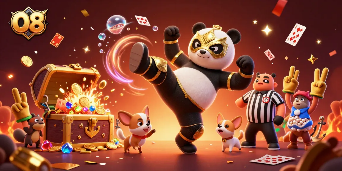 Experience high-energy gameplay at O8 with vivid animal characters and casino elements in an exhilarating scene.