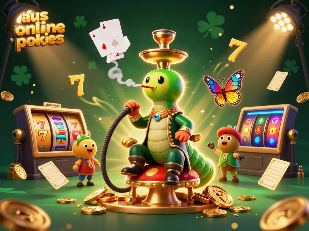 Enjoy thrilling aus online pokies adventures with a 3D cartoon master caterpillar and dynamic casino elements.