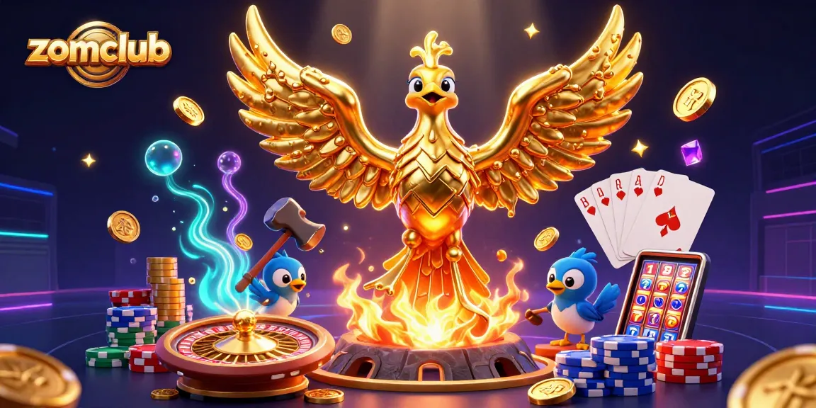 Engage in thrilling gameplay at zomclub with a golden phoenix and rich casino elements