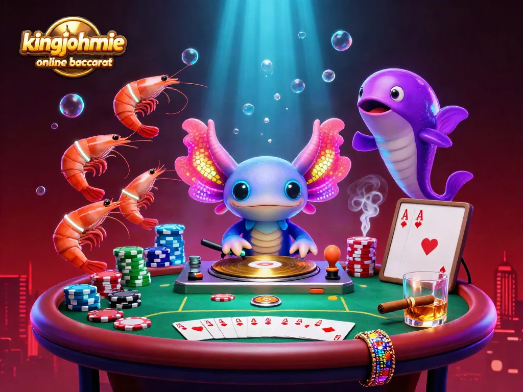 Experience the thrill of kingjohnnie online baccarat with vibrant characters in an enchanting casino scene.