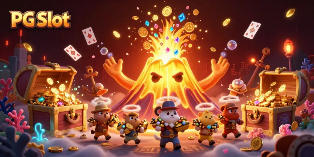 Spin the reels with PG Slot, where treasures erupt from a golden volcano in a thrilling casino adventure.