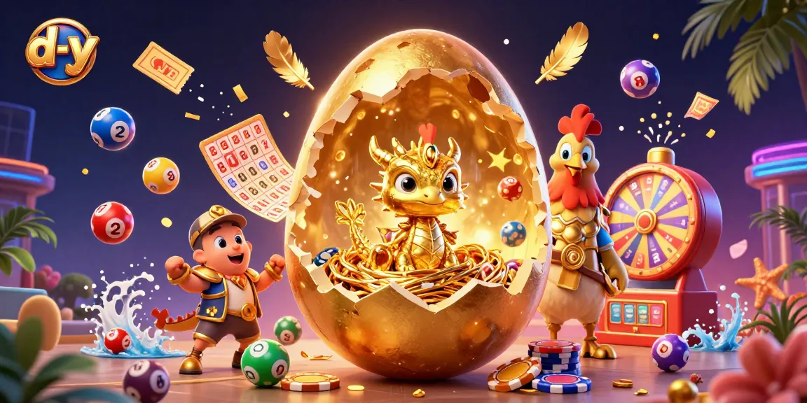Unleash the excitement at d-y as a golden baby dragon emerges from a giant egg amidst gambling treasures