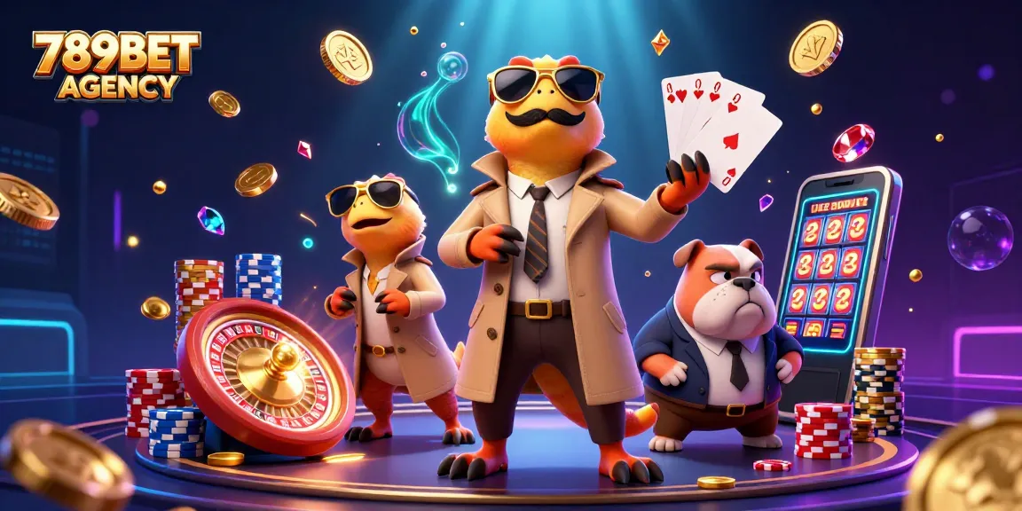 Experience the excitement of 789BET AGENCY with cartoon raptors entering a VIP casino lounge.